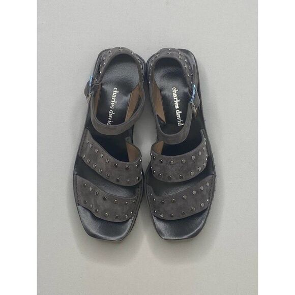 Charles David $219 Madeira Espadrille Platform Sandals 5.5 Black Gray Women's - Picture 4 of 9